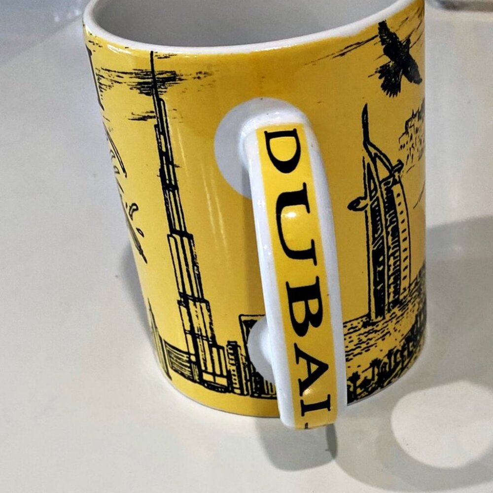 Dubai Coffee Mug Fantasy Land Gift Brand Golden Yellow Black - Picture 5 of 7